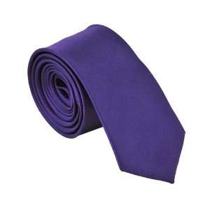  Polyester Narrow Neck Tie Skinny Solid Dark Purple Thin 