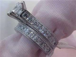 3Ct Princess Cut Wedding Engagement Ring Set Antique  
