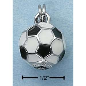  .925 Sterling Silver Enamel 3 D Soccer Ball Charm by 