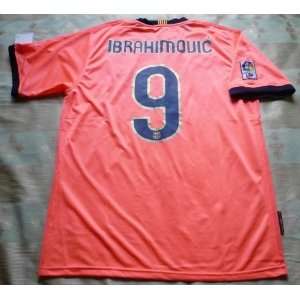  Ibrahimovic Barcelona 09/10 Away Orange Soccer Jersey Size 