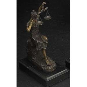   Crying Blind Lady Justice on Marble  Bronze Sculpture
