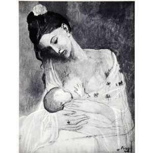   Breast Feeding Art Suckling   Original Halftone Print