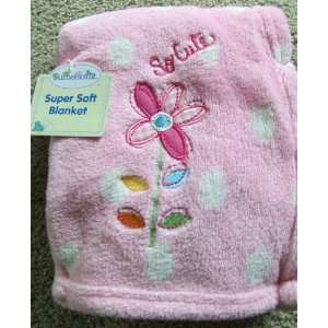   So Cute Baby Blanket Pink with White Dots & Embroidered Flower: Baby