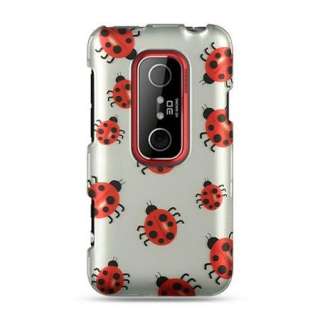 LADY BUG Snap On Hard CASE for Sprint HTC EVO 3G Red SILVER Skin 