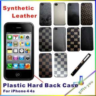IPC32106 Apple iPhone 4 4S Black Plastic Hard Back Case with Synthetic 
