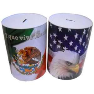  US and Mexico Flag Metal Coin Banks  Medium Case Pack 24 