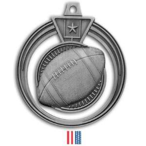 Hasty Awards 2.5 Eclipse Custom Football Medals SILVER MEDAL/FLAG 