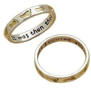   Two Tone Footprints Ring with 2 Free Gifts   Size 12: MBM Company, Inc