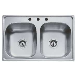 TEKA Stainless Steel 33 inch Top Mount Double Bowl 3 Hole Kitchen Sink 