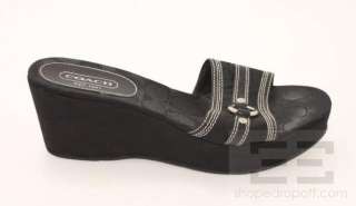 Coach Black Monogram Canvas Tyra II Wedge Heels Size 8.5  