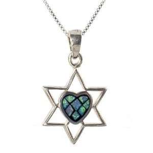   Sterling Silver, Gold and Opal, Star of David Pendant