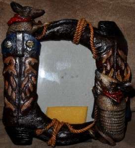 ARMADILLOS & BOOTS WESTERN PICTURE FRAME 5.5 TALL x 5 WIDE  