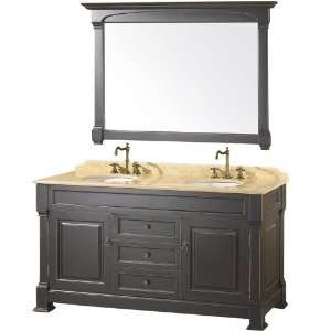 Wyndham WC TD60 Traditional Wood Double Sink Bathroom Vanity + Mirror
