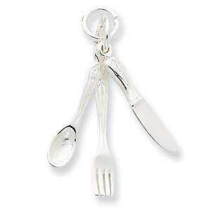  Sterling Silver Fork, Knive, and Spoon Charm: Jewelry