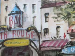 Vintage 1969 Arno Watercolor Print Paris Moulin Rouge Place Blanche 