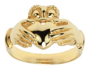 New Mens 10k or 14k, White or Yellow Gold Irish Celtic Claddagh Ring 