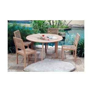   : Lahaina Teak Round Table With Stackable Chairs Set: Home & Kitchen