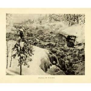  1908 Print Imatra Suomi Finland Vuoksi River Snow Pine 