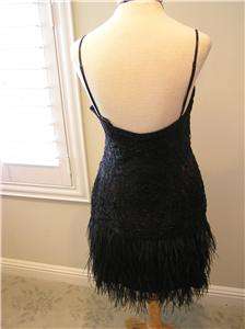 NWT Sue Wong feather cocktail social Black/wine dress 10  