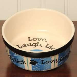  Tumbleweed Pottery Love, Laugh, Lick Ceramic Pet Feeding 