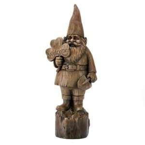   Rustic Faux Wood Folk Art Welcome Gnome Garden Statue: Home & Kitchen