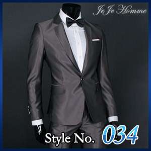 JEJE Slim fit Brown Gray Mens Suit Tuxedo US 40R  