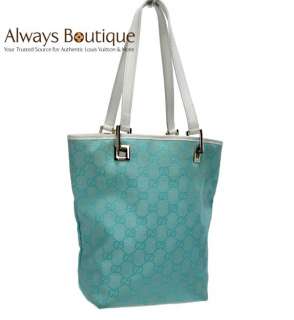 Authentic GUCCI Turquoise GG Monogram Cruise Tote Bag w/ Dustcover 