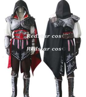 Assassins Creed II 2 Ezio Cosplay Costume Black Outfit  
