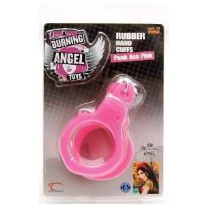  Burning Angel Rubber Hand Cuffs Pink: Health & Personal 