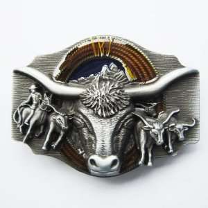  Longhorn Rodeo Bull Belt Buckle 