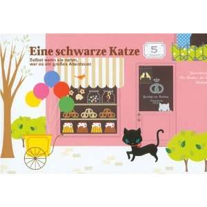  cute black cat postcard with bakery Toys & Games