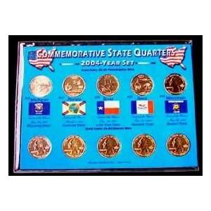   24KT GOLD LAYERED P & D SET OF 10   STATE QUARTERS 