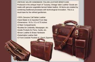   VALOR ITALIAN LEATHER BRIEFCASE BROWN 2 COMPARTMENTS LAWYER BAG  
