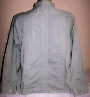   GREEN GUAYABERA TROPICAL SHIRT LS w/TUCKING & EMBROIDERY   2 XL  