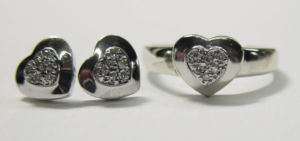 Diamond Ring/Earrings Set Heart Shape 14kt White 30pts  