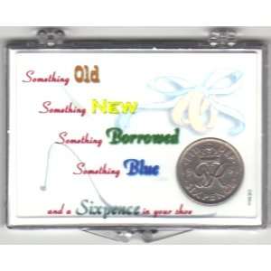   English Wedding Sixpence Coin in Display Case 