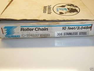 TSUBAKI C 2040 RF2040S 304 SS ROLLER CHAIN 10 FT NIB  