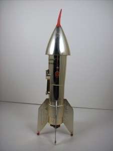 Vintage Astro Mfg 1957 Berzac Creation Mechanical Rocket Bank with Key 