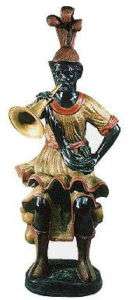 Cast Bronze Sitting Blackamoor Trumpet Player  