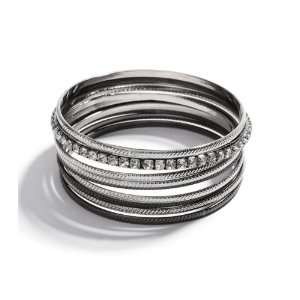 G by GUESS Basic Bangles With Mixed Silver Metals, SILVER 
