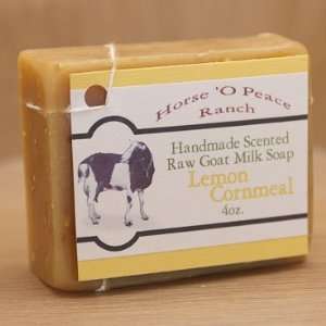    Handmade 100% Raw Goat Milk Lemon Cornmeal Soap (4oz./Bar) Beauty