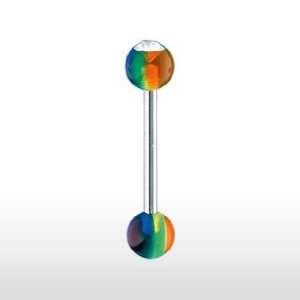   Tongue Ring Piercing Barbell with Clear Set Top Gem 