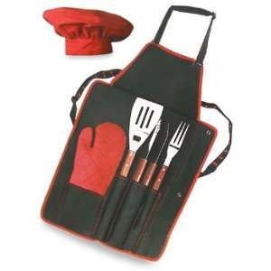  Picnic Time 6 Piece Barbeque Tool & Apron Set: Patio, Lawn 