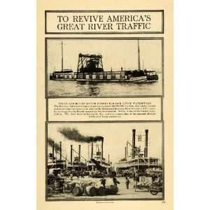  1918 Print Railway Administration Barges Mississippi 