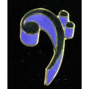    Harmony Jewelry Bass Clef Pin   Gold and Blue Musical Instruments