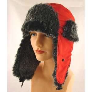   : Red Faux Fur Trooper Trapper Bomber Bomber Ski Hat: Everything Else