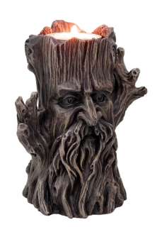 GREENMAN CANDLE HOLDER TREE TRUNK FOREST SWAMP STATUE  