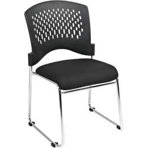 : Plastic Back and Mesh Seat Guest Chair with Black Fabric Seat, Sled 