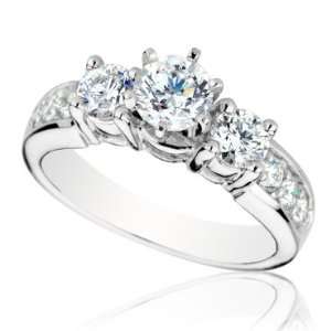  Three Stone Diamond Engagement Ring 1 7/8ctw   Size 8 