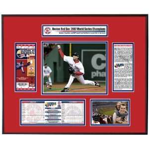   Red Sox 2007 World Series Ticket Frame  Game 1 Winner Josh Beckett